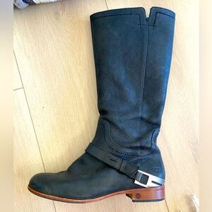 Ugg Australia Channing Women’s Tall Black Leather Equestrian Boot Fur Sole 8.5